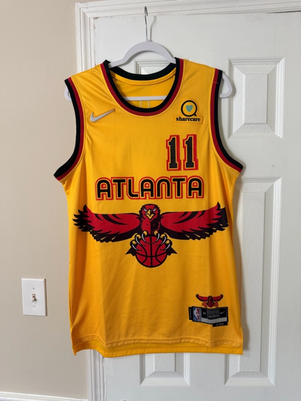Nike Atlanta Yellow Red Hawks Basketball Jersey #11 Trae Young